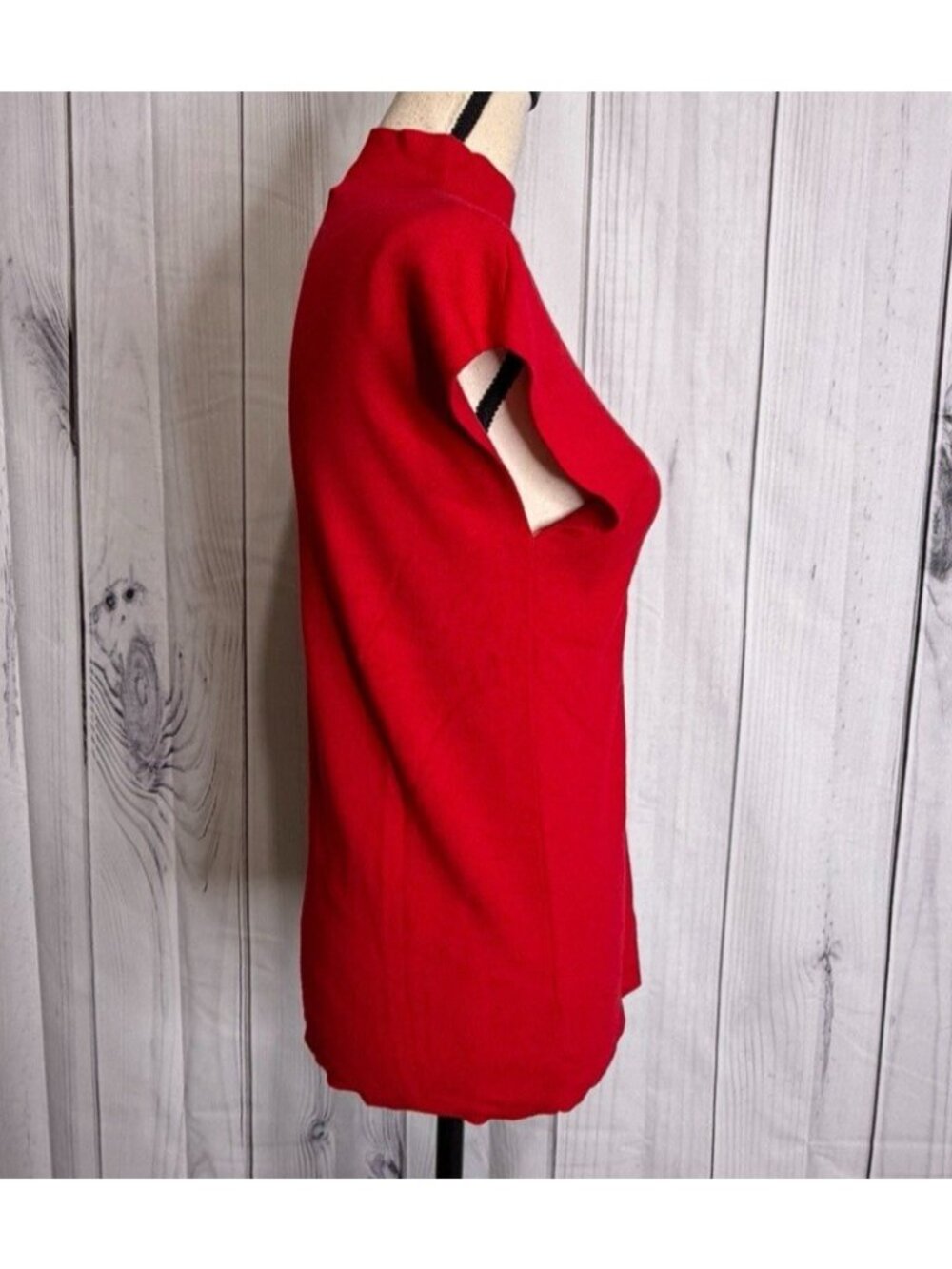 Ann Taylor Petite Sz LP Mock Neck Sleeveless Knit Top Sweater Red Capsule - Picture 8 of 9